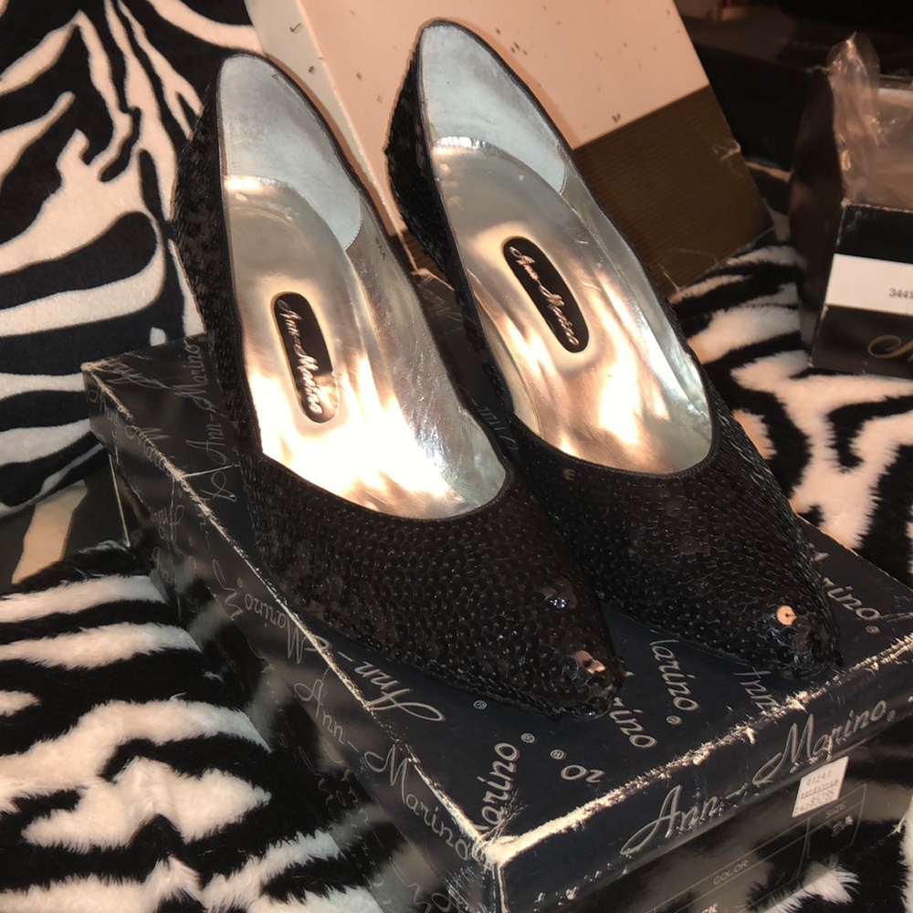 Black sequence heels